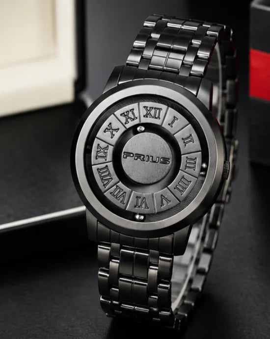 Black Stainless Steel Magnetic Ball Watch Providing Modern Design Everyday Style Support - With Box